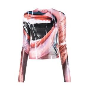 Diesel T-Clauzi-M1 Smile graphic-print T-shirt Small NWT Long Sleeve Top $490